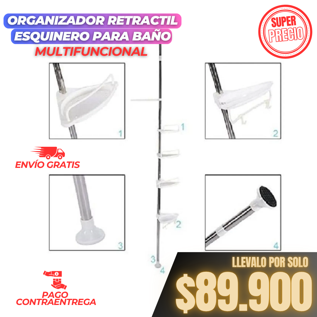 ORGANIZADOR RETRACTIL PARA BAÑO + ENVIO GRATIS🎁