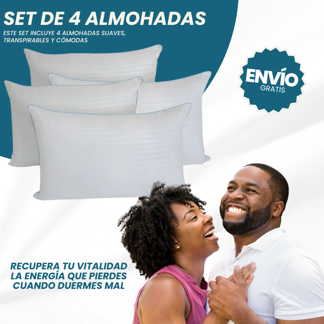 SET DE 4 ALMOHADAS SILICONADAS 🛏️