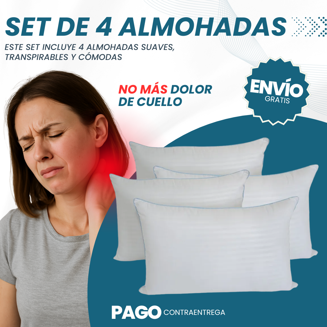 SET DE 4 ALMOHADAS SILICONADAS 🛏️