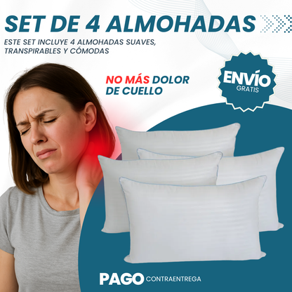 SET DE 4 ALMOHADAS SILICONADAS 🛏️