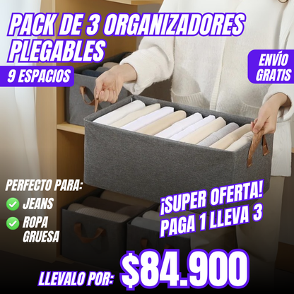 ORGANIZADOR PLEGABLE 9COMPARTIMIENTOS - PAGA 1 LLEVA3