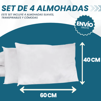 SET DE 4 ALMOHADAS SILICONADAS 🛏️